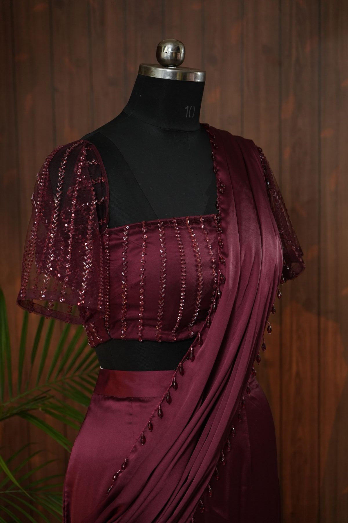Fishcut Draped Saree with Embellished Blouse