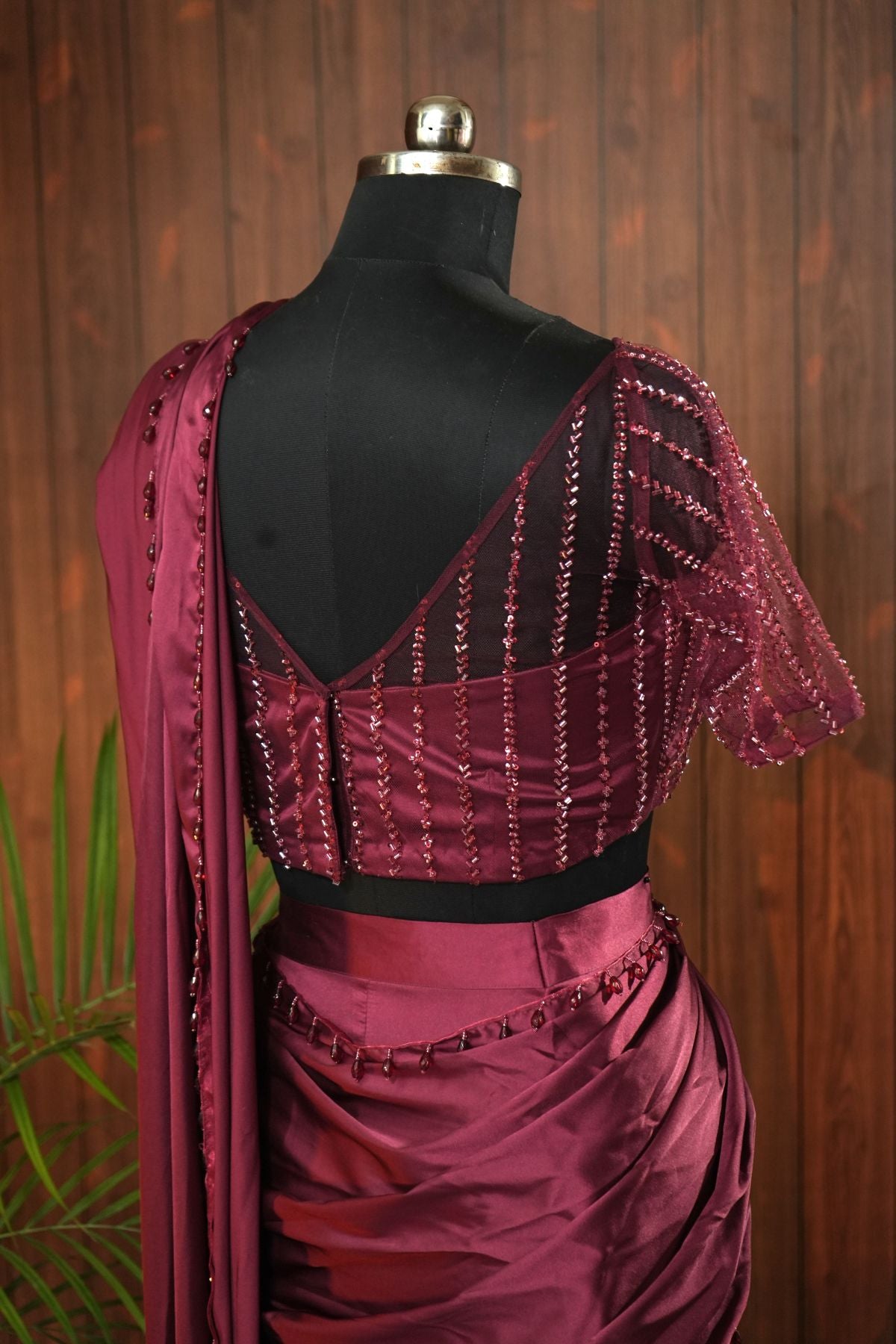 Fishcut Draped Saree with Embellished Blouse