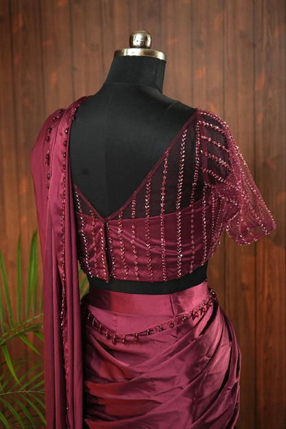 Fishcut Draped Saree with Embellished Blouse