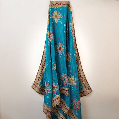 Teal Bandhani Embroidered Dupatta