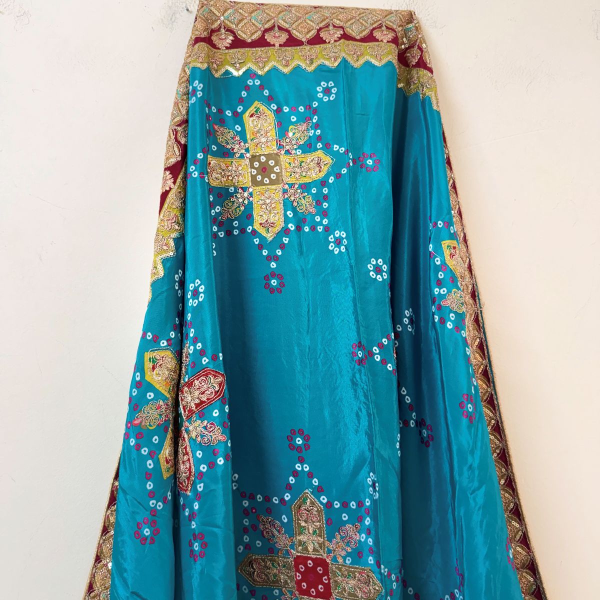 Teal Bandhani Embroidered Dupatta