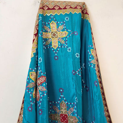 Teal Bandhani Embroidered Dupatta