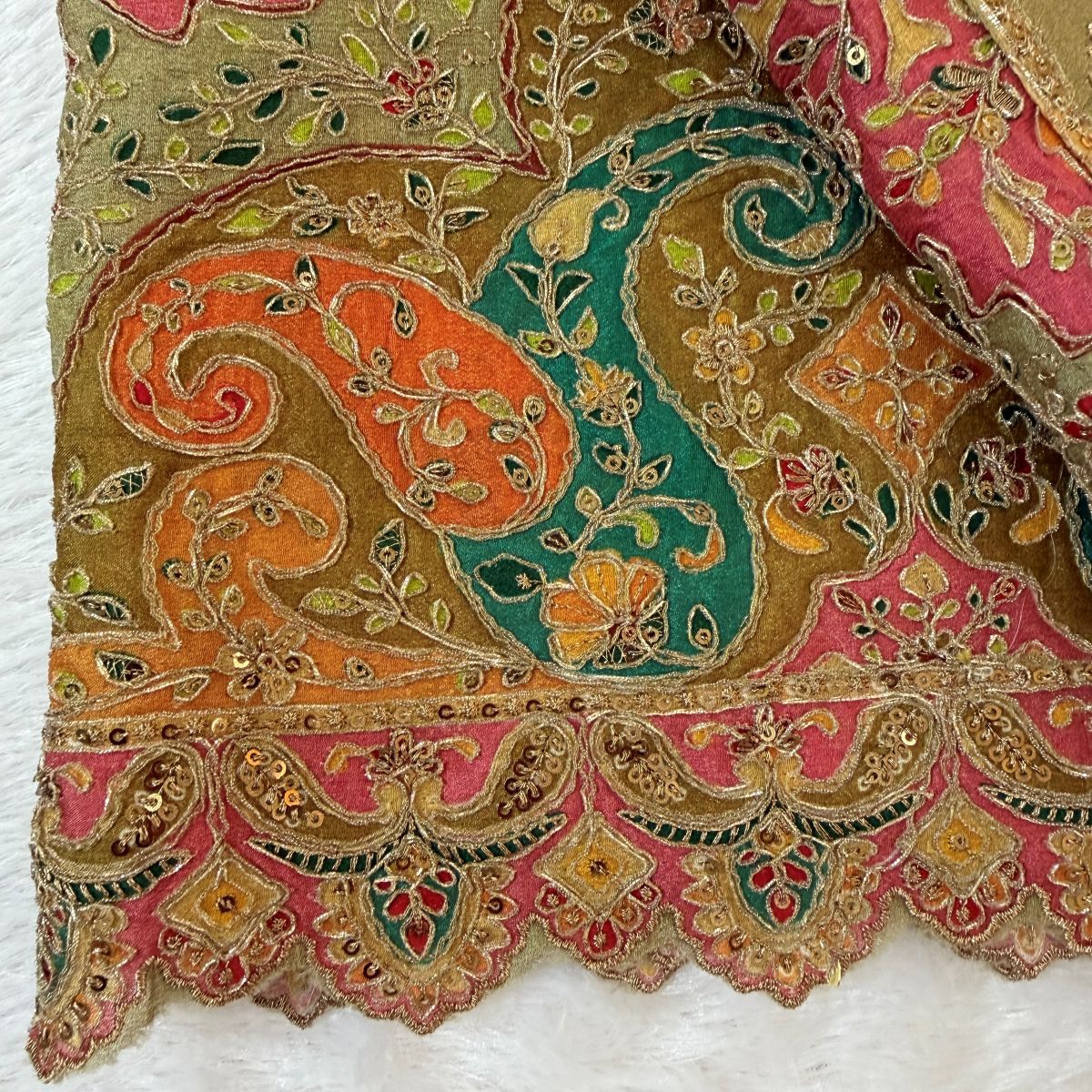 Multicolour Paisley Embroidered Dupatta
