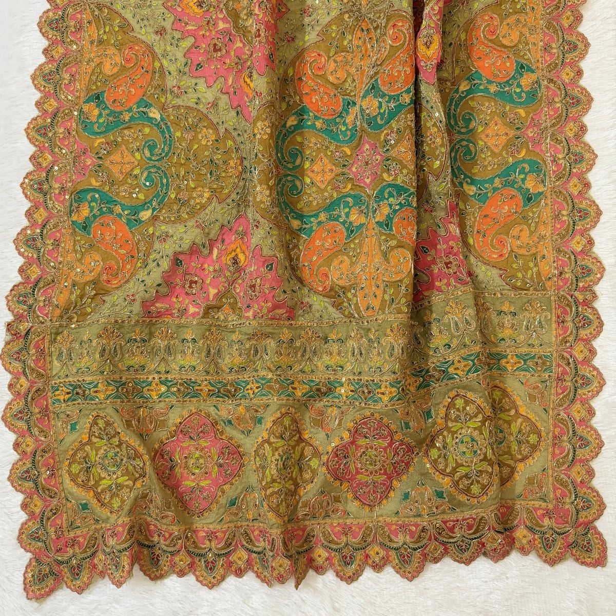 Multicolour Paisley Embroidered Dupatta