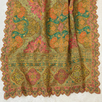Multicolour Paisley Embroidered Dupatta