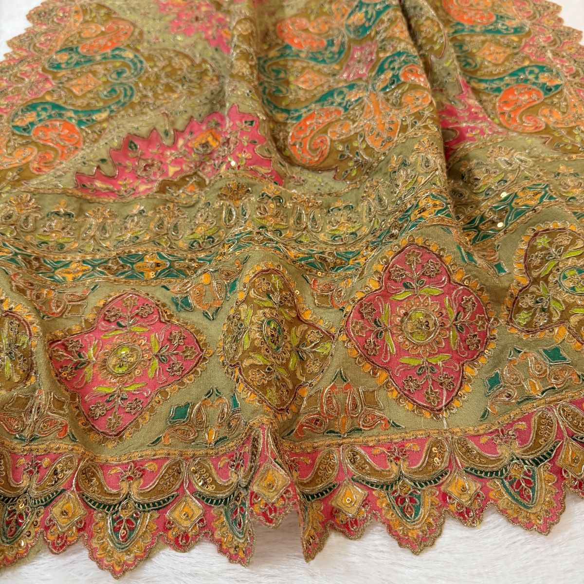 Multicolour Paisley Embroidered Dupatta