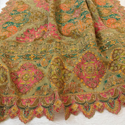 Multicolour Paisley Embroidered Dupatta