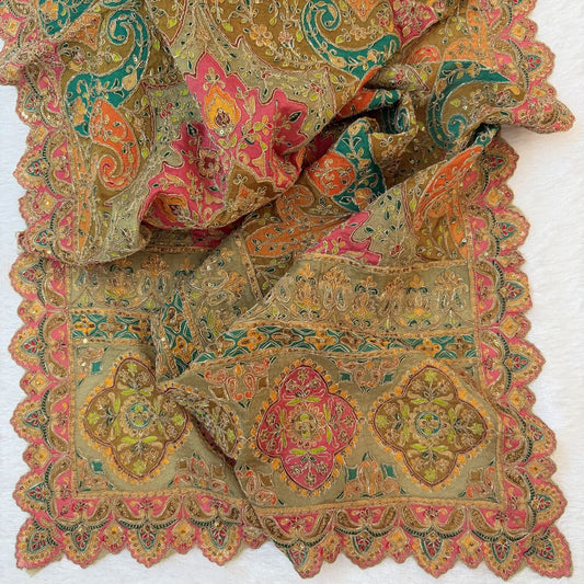 Multicolour Paisley Embroidered Dupatta