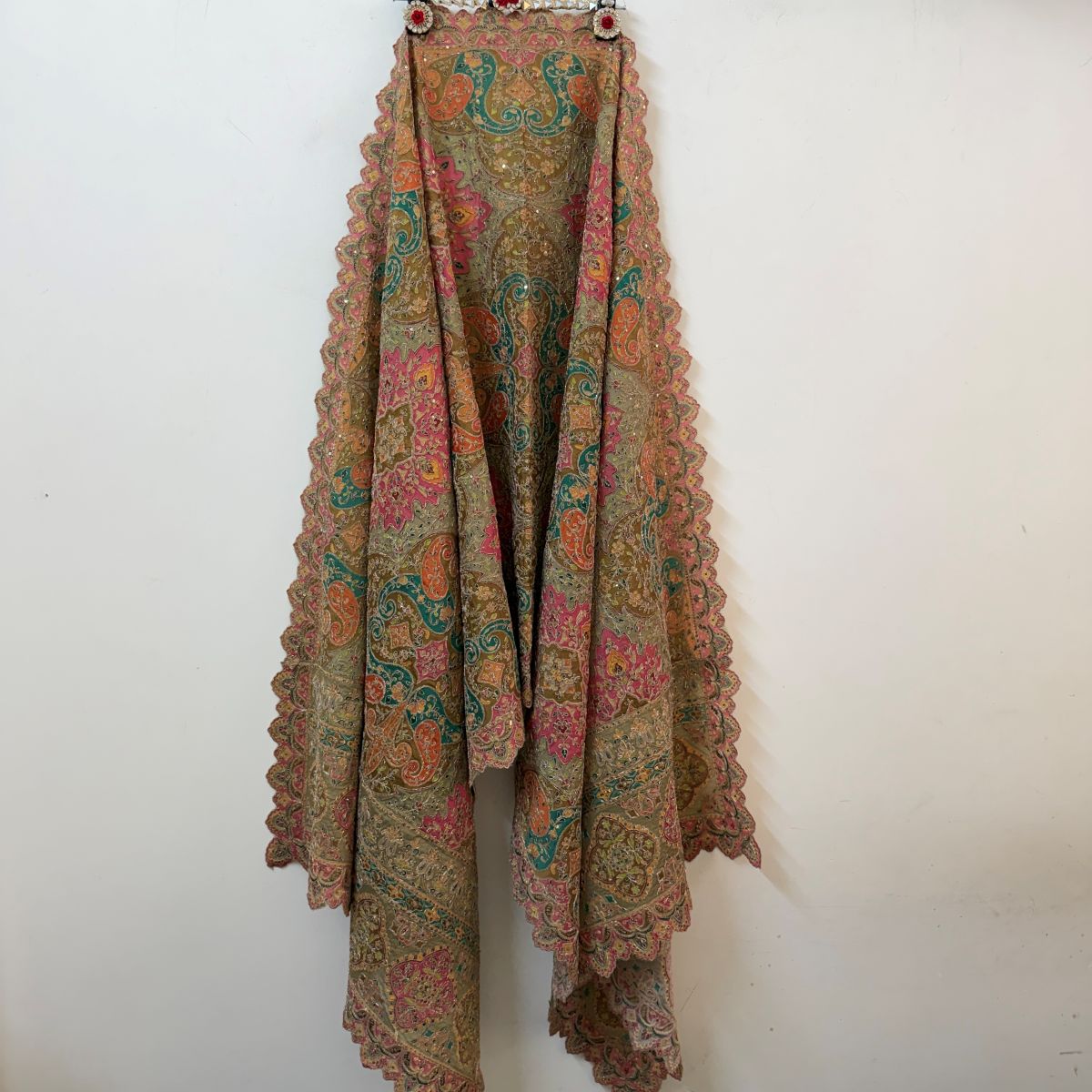 Multicolour Paisley Embroidered Dupatta
