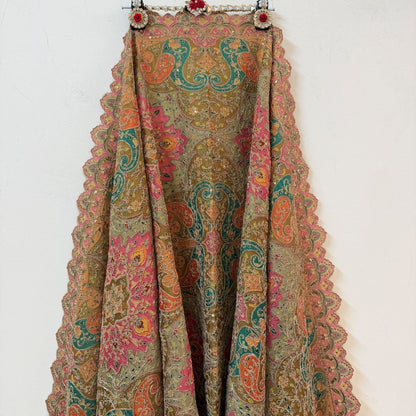 Multicolour Paisley Embroidered Dupatta