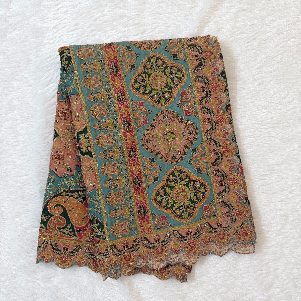 Multicolour Kairi Buta Embroidered Dupatta