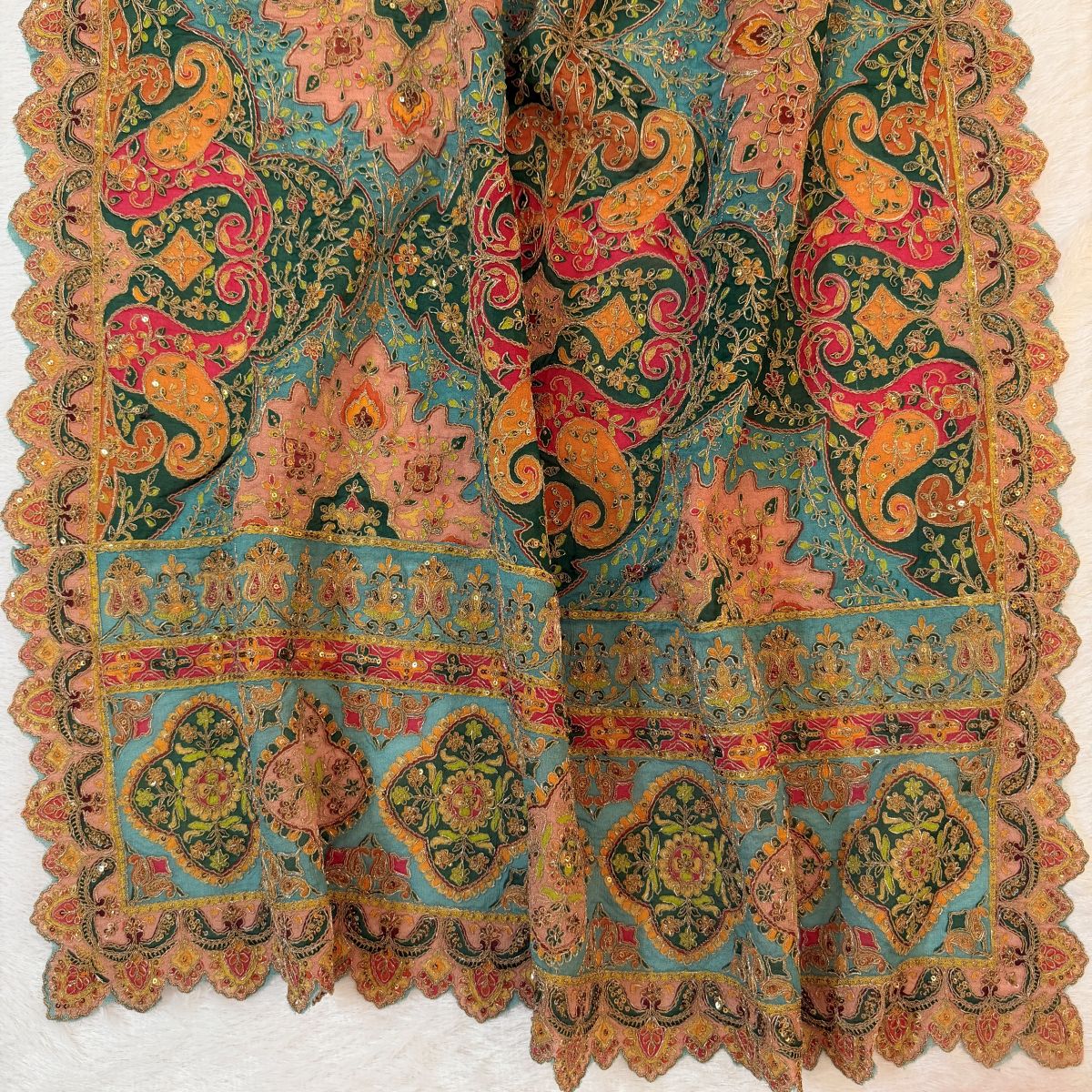 Multicolour Kairi Buta Embroidered Dupatta