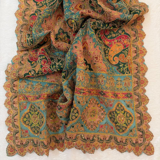 Multicolour Kairi Buta Embroidered Dupatta
