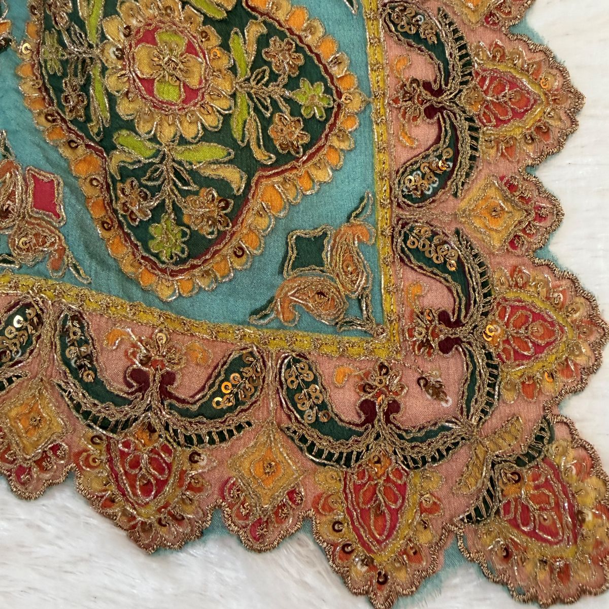 Multicolour Kairi Buta Embroidered Dupatta