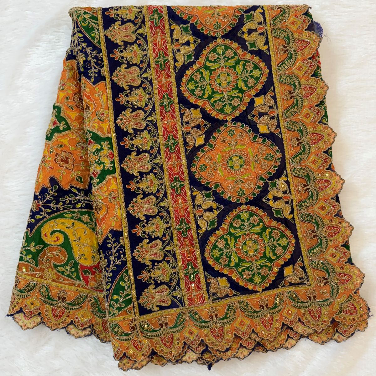 Jewel-Toned Paisley Embroidered Dupatta