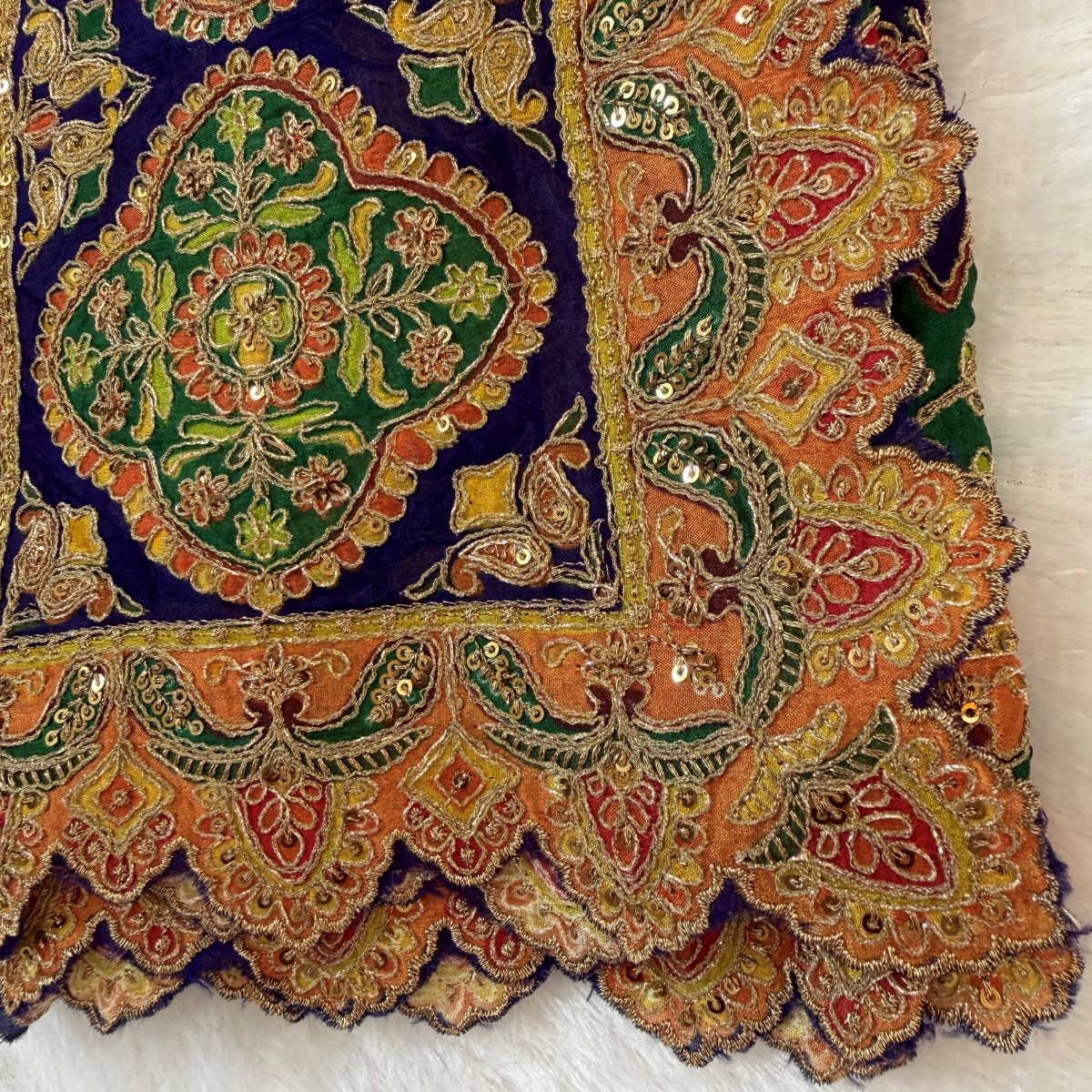 Jewel-Toned Paisley Embroidered Dupatta