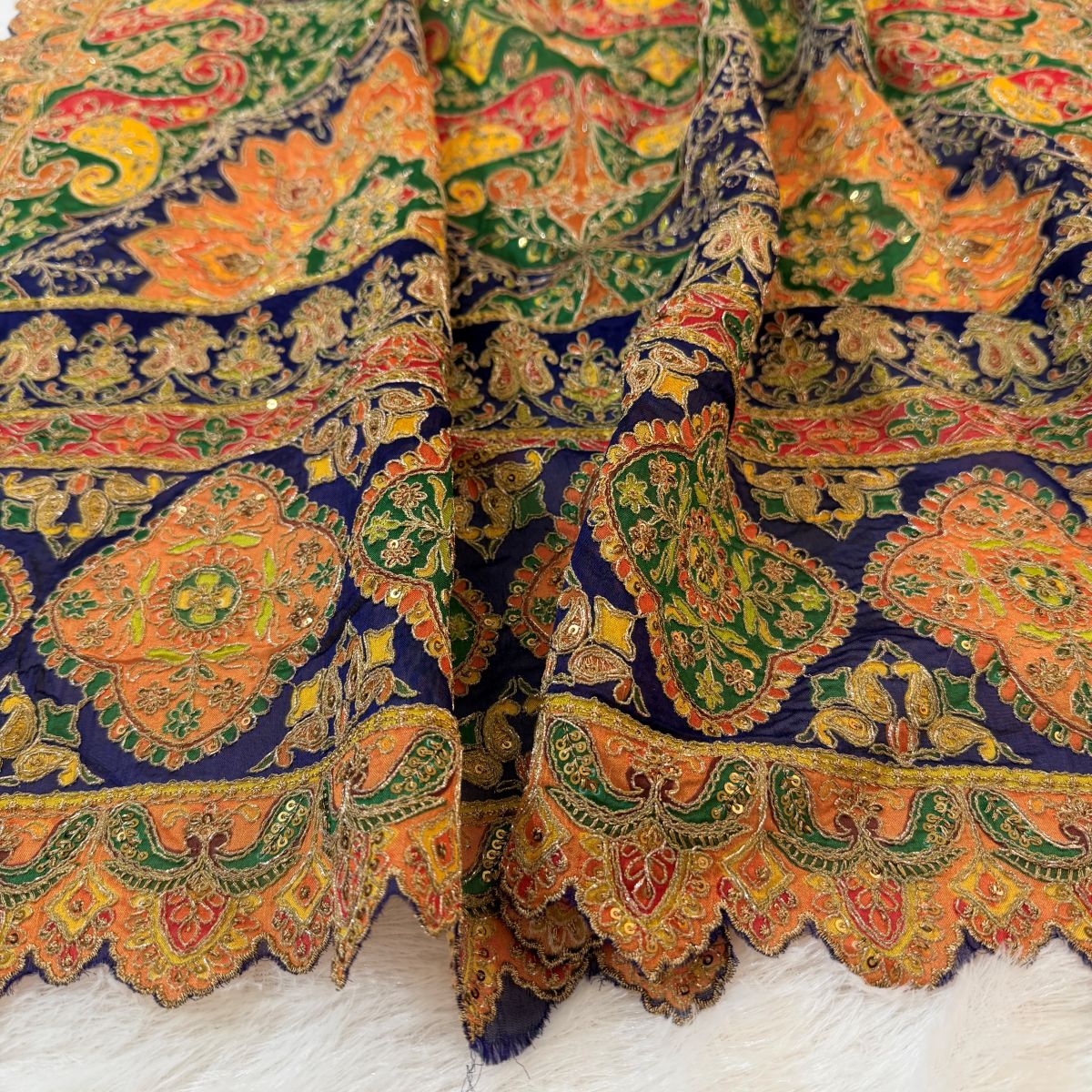 Jewel-Toned Paisley Embroidered Dupatta