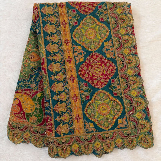 Teal Festive Paisley Sequin Dupatta