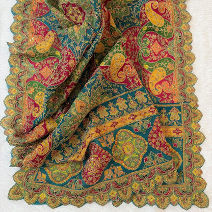Teal Festive Paisley Sequin Dupatta