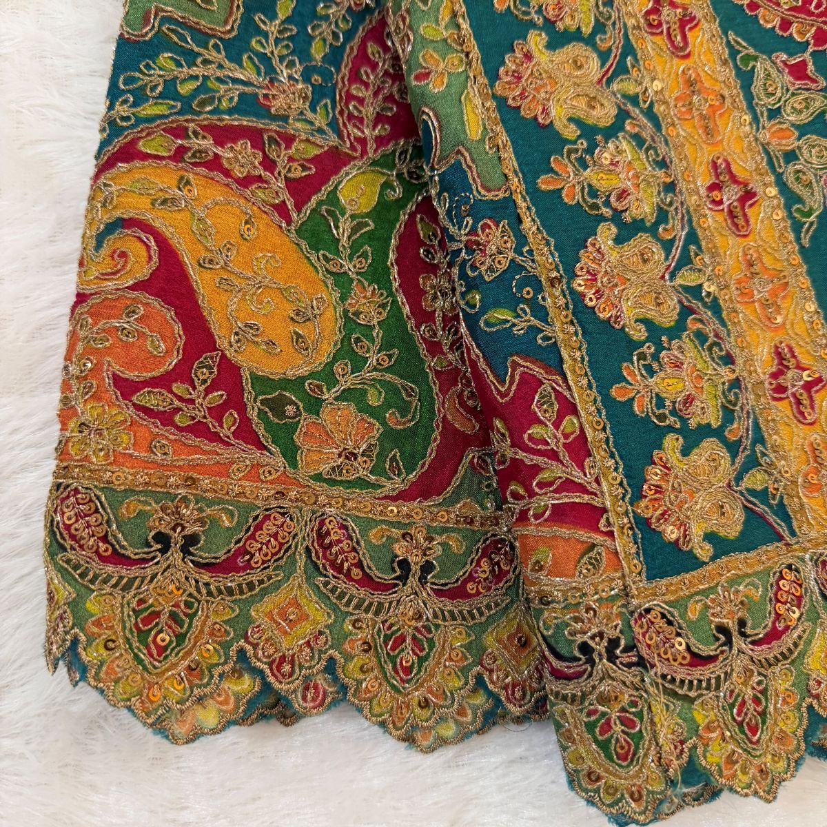 Teal Festive Paisley Sequin Dupatta