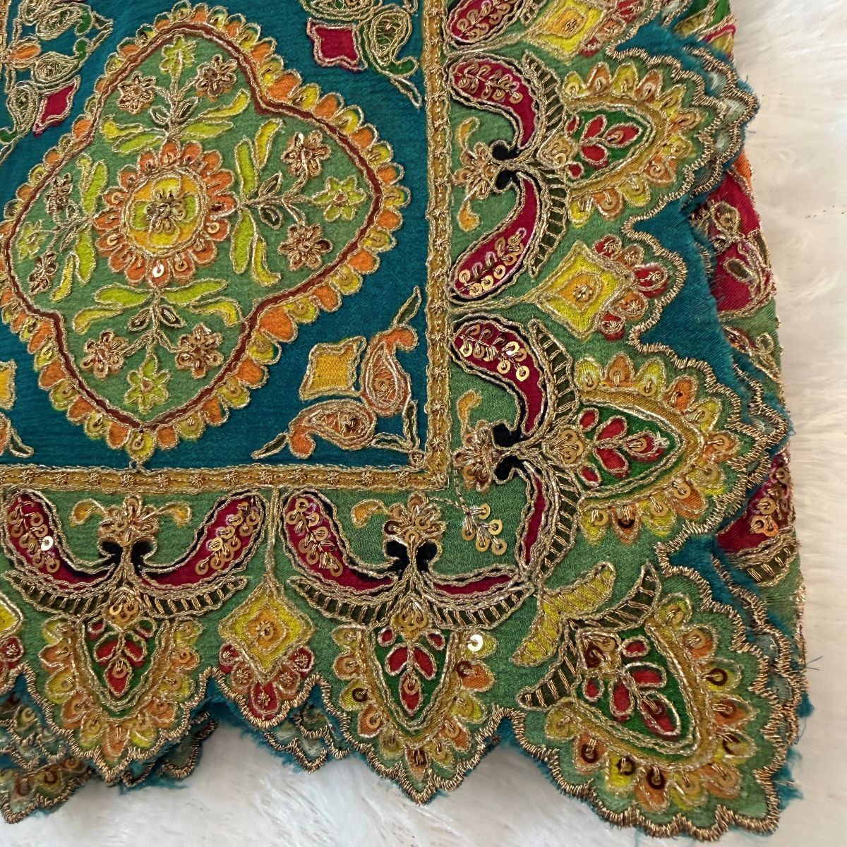 Teal Festive Paisley Sequin Dupatta