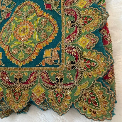 Teal Festive Paisley Sequin Dupatta