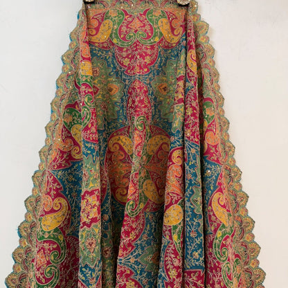 Teal Festive Paisley Sequin Dupatta