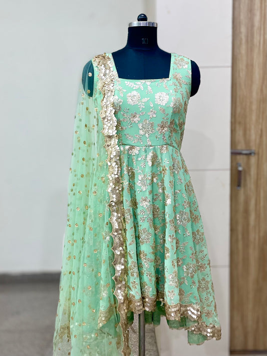 Green Embroidered Designer Anarkali Suit for Women