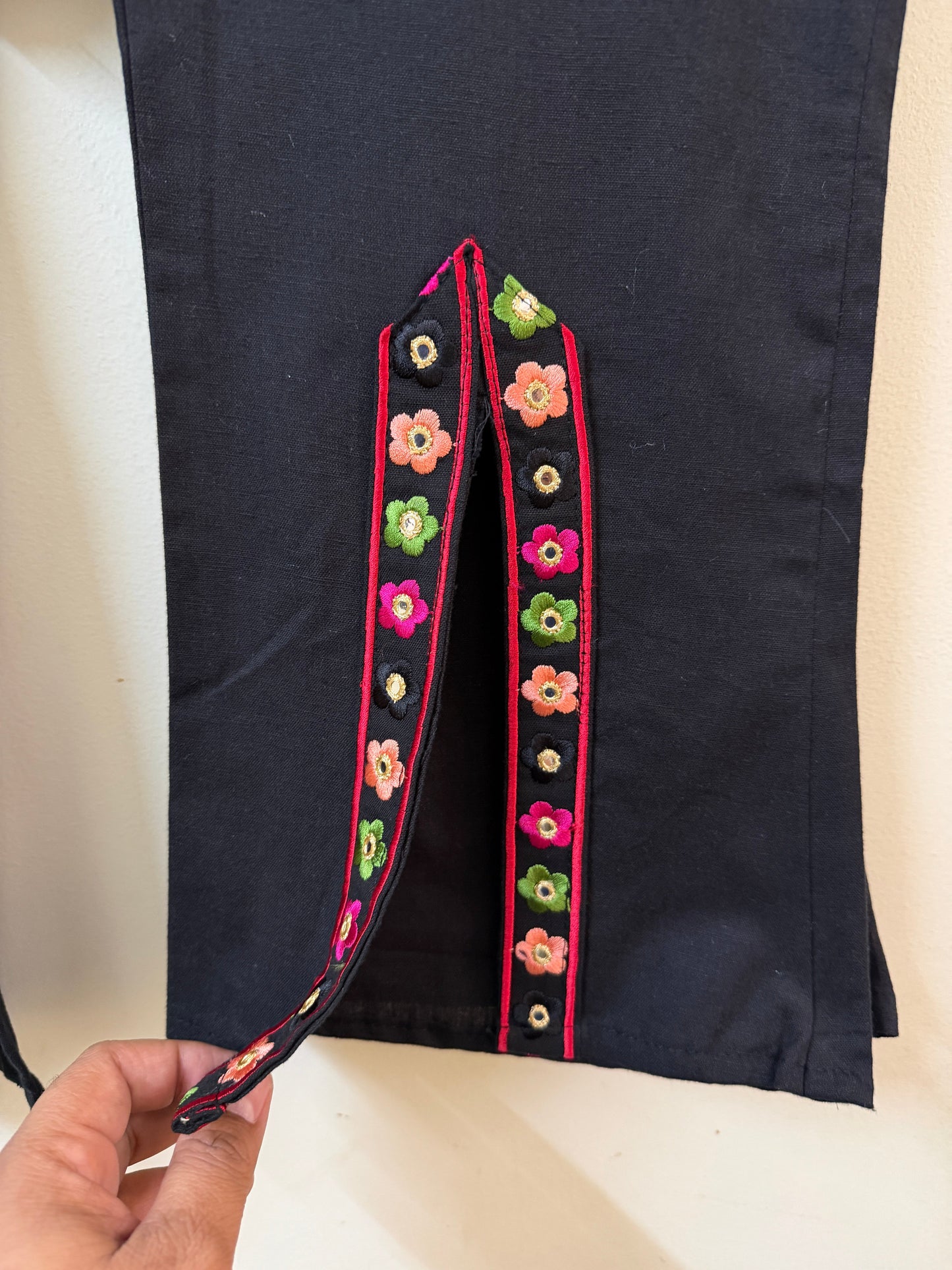 Black Embroidered Kurta with Palazzo | Mirror Work | Ethnic Wear | Sizes 40–46