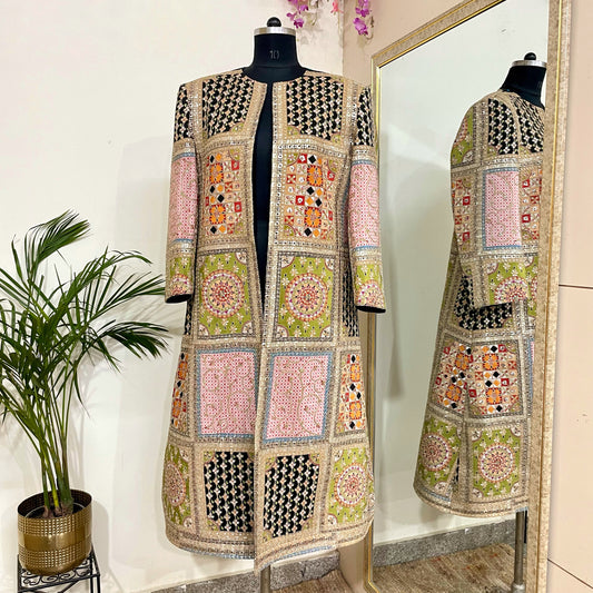 Embroidered Long Cape Jacket For Women