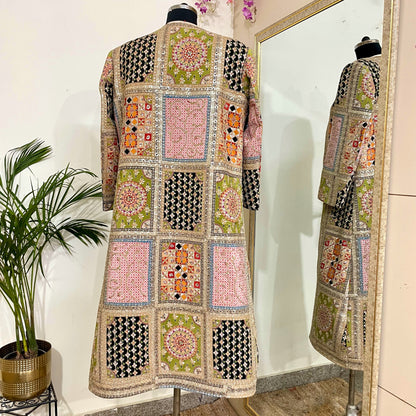 Embroidered Long Cape Jacket For Women