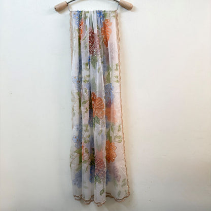 White Florals Sequin Embroidery Organza Dupatta