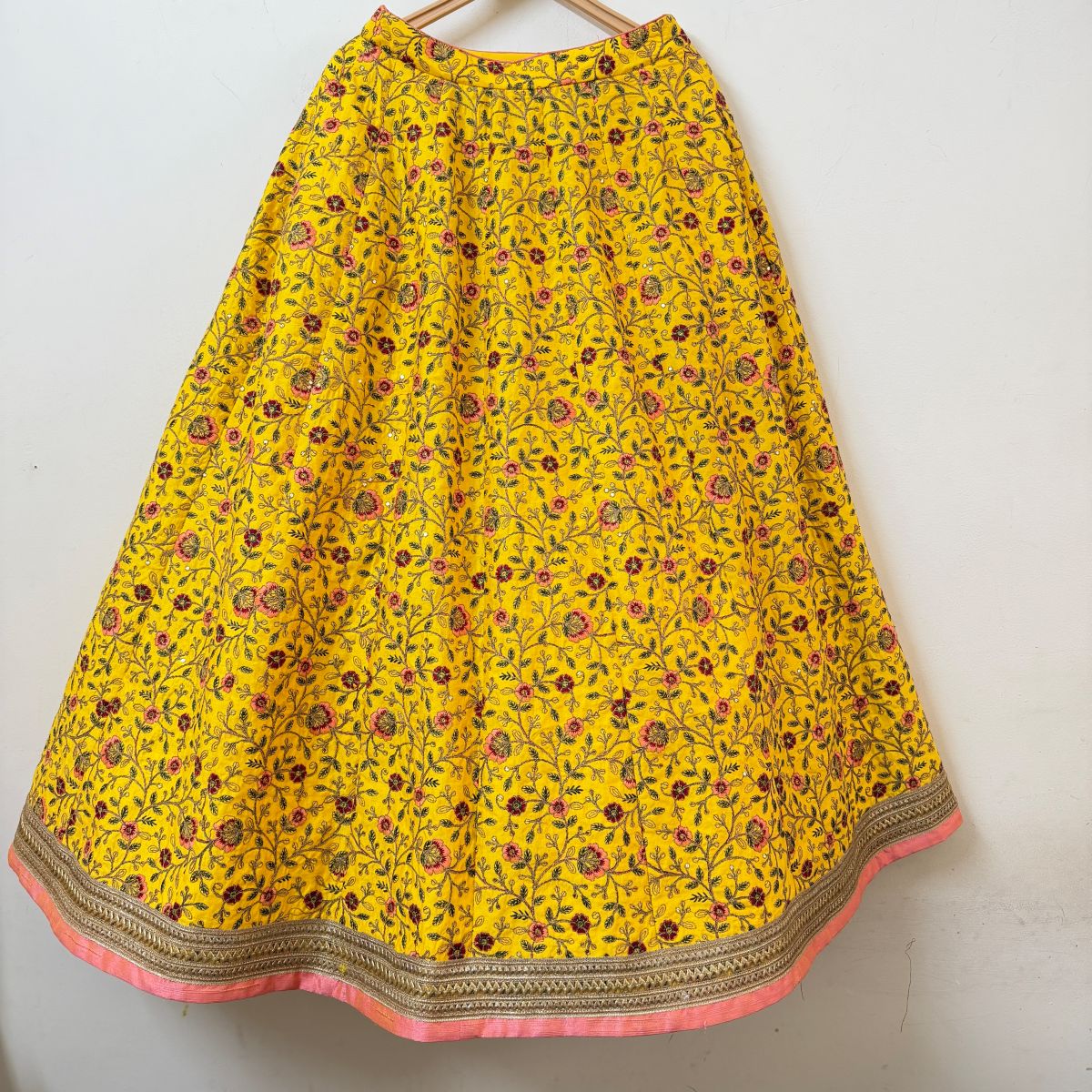 Yellow Floral Embroidered Lehenga Choli Set with Dupatta