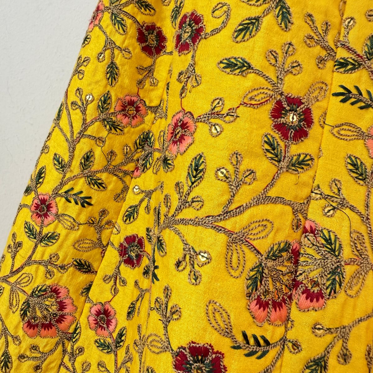 Yellow Floral Embroidered Lehenga Choli Set with Dupatta