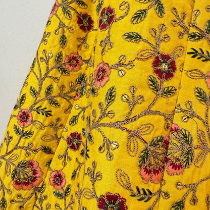 Yellow Floral Embroidered Lehenga Choli Set with Dupatta