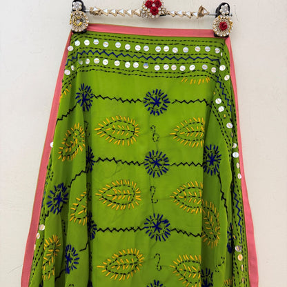 Hand-Woven Georgette Phulkari Thread Work Dupatta