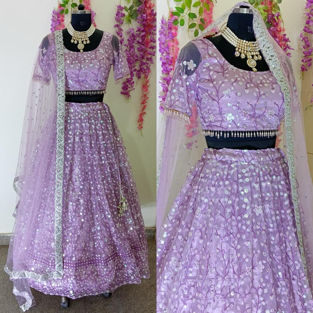 Lavender Lehenga Blouse Embroidered