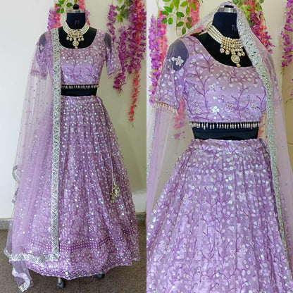 Lavender Lehenga Blouse Embroidered
