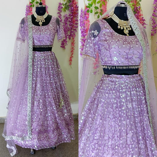 Lavender Lehenga Blouse Embroidered