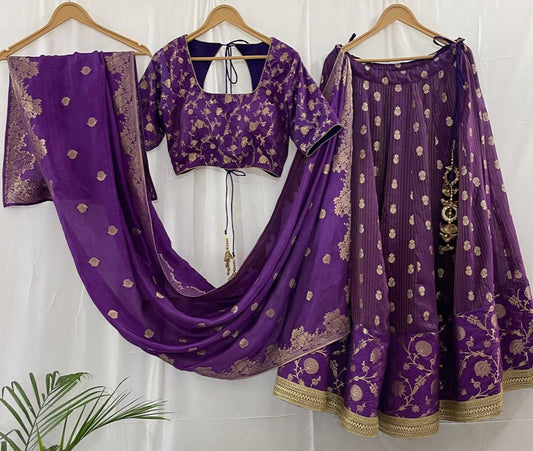 Ready to Wear Banarasi-Style Purple Lehenga for Festivals