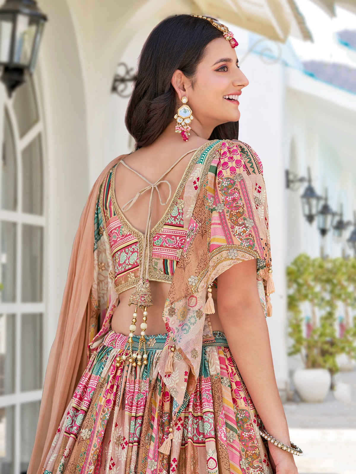 Elegant Multicolor Printed Lehenga Choli with Embroidered Blouse