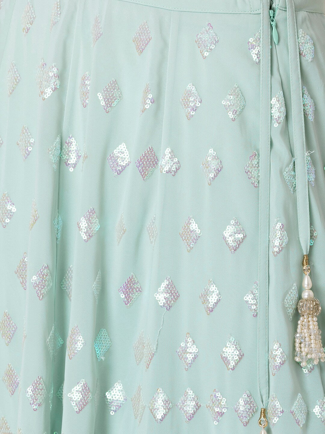 Mint Green Shimmer Georgette Lehenga Set