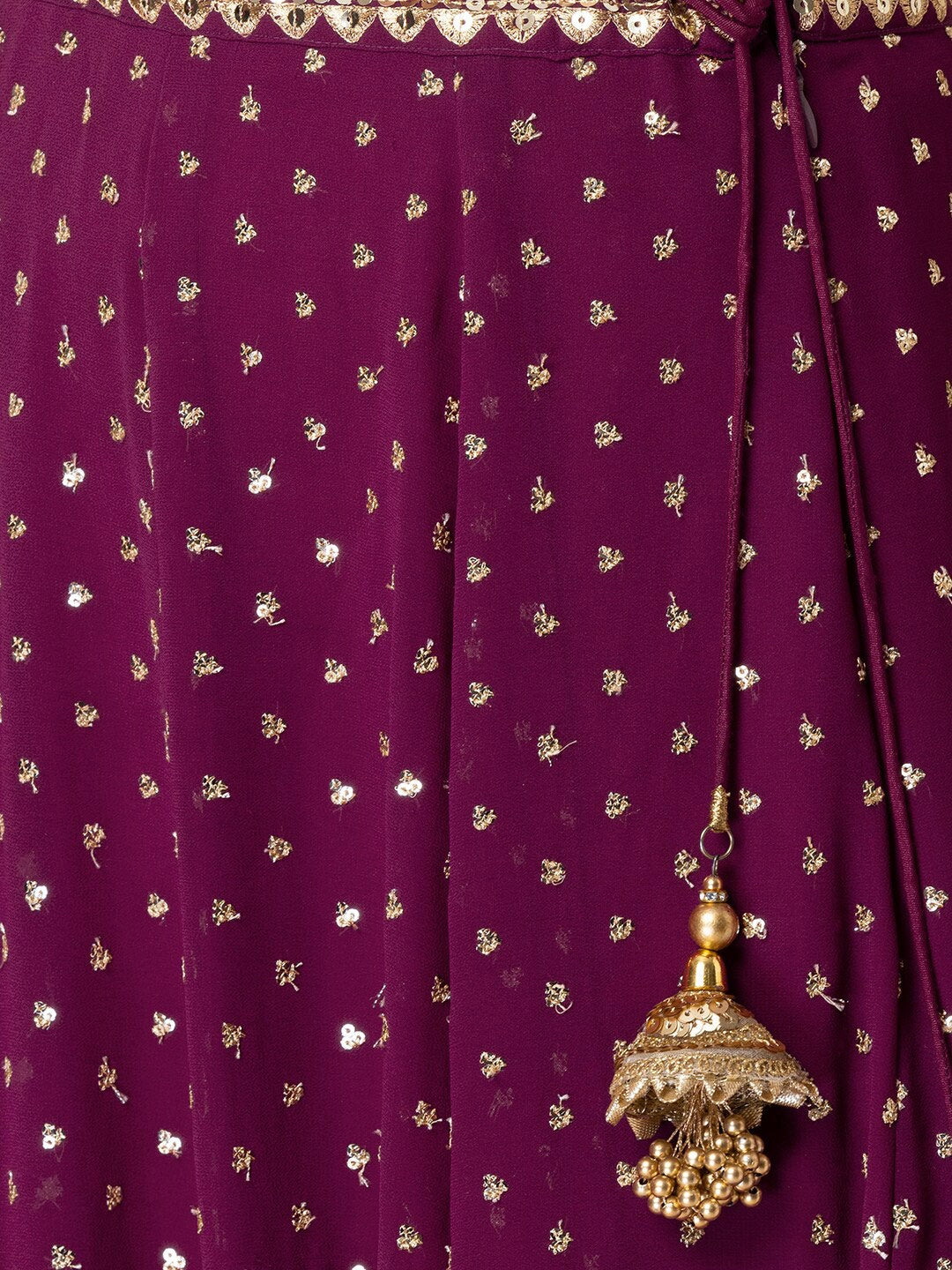 Plum Purple Mirror Work Lehenga Set