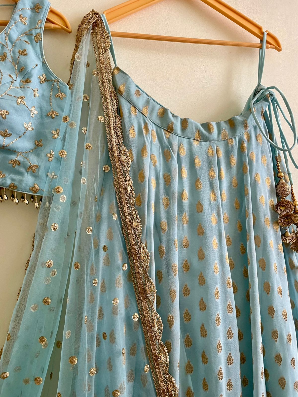 Sky Blue Sequin Embroidered Lehenga Set