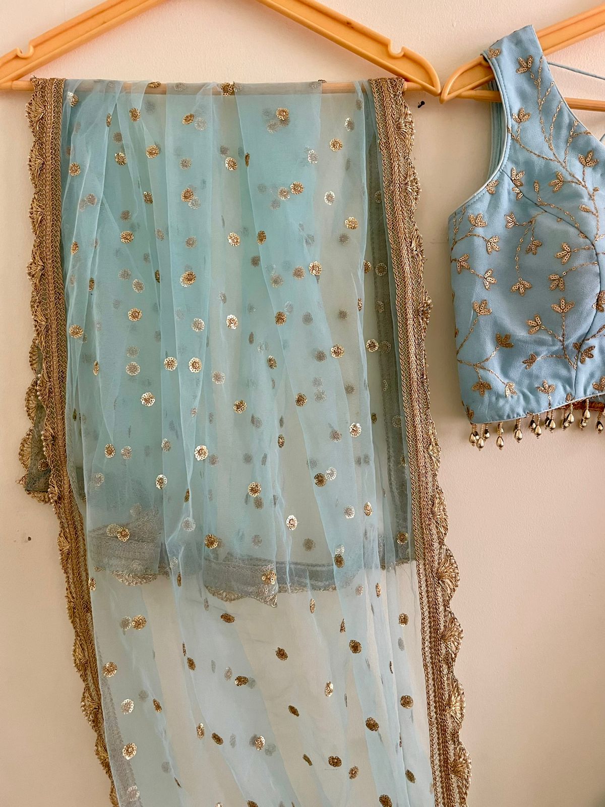 Sky Blue Sequin Embroidered Lehenga Set