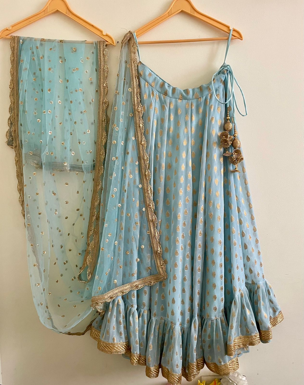Sky Blue Sequin Embroidered Lehenga Set