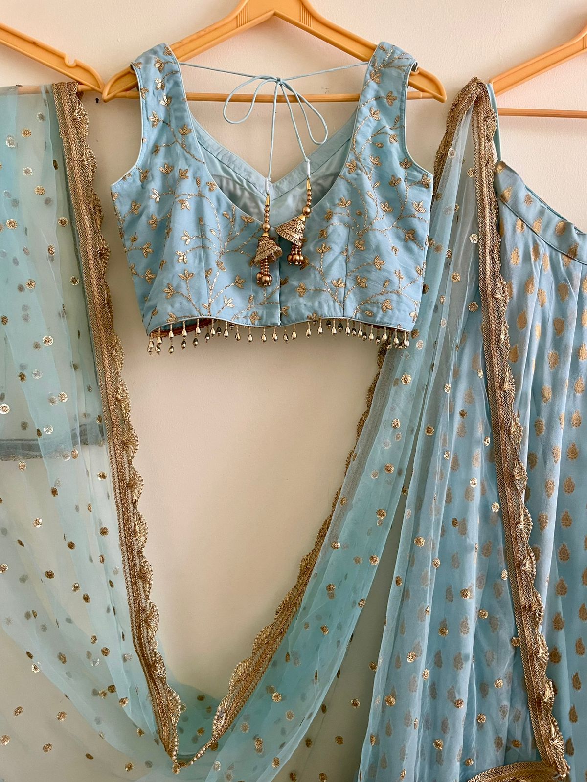 Sky Blue Sequin Embroidered Lehenga Set