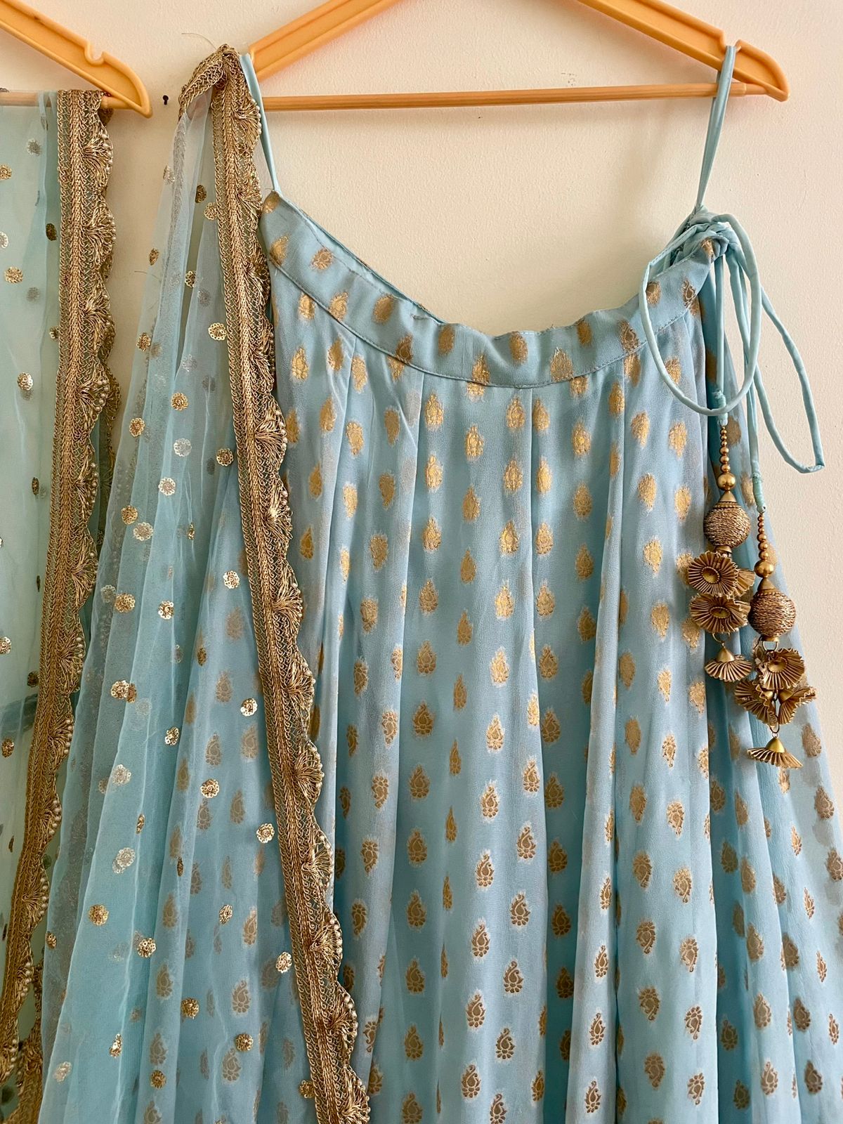 Sky Blue Sequin Embroidered Lehenga Set