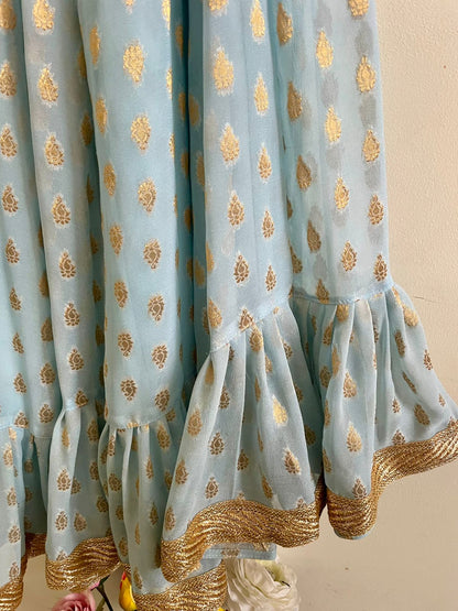 Sky Blue Sequin Embroidered Lehenga Set