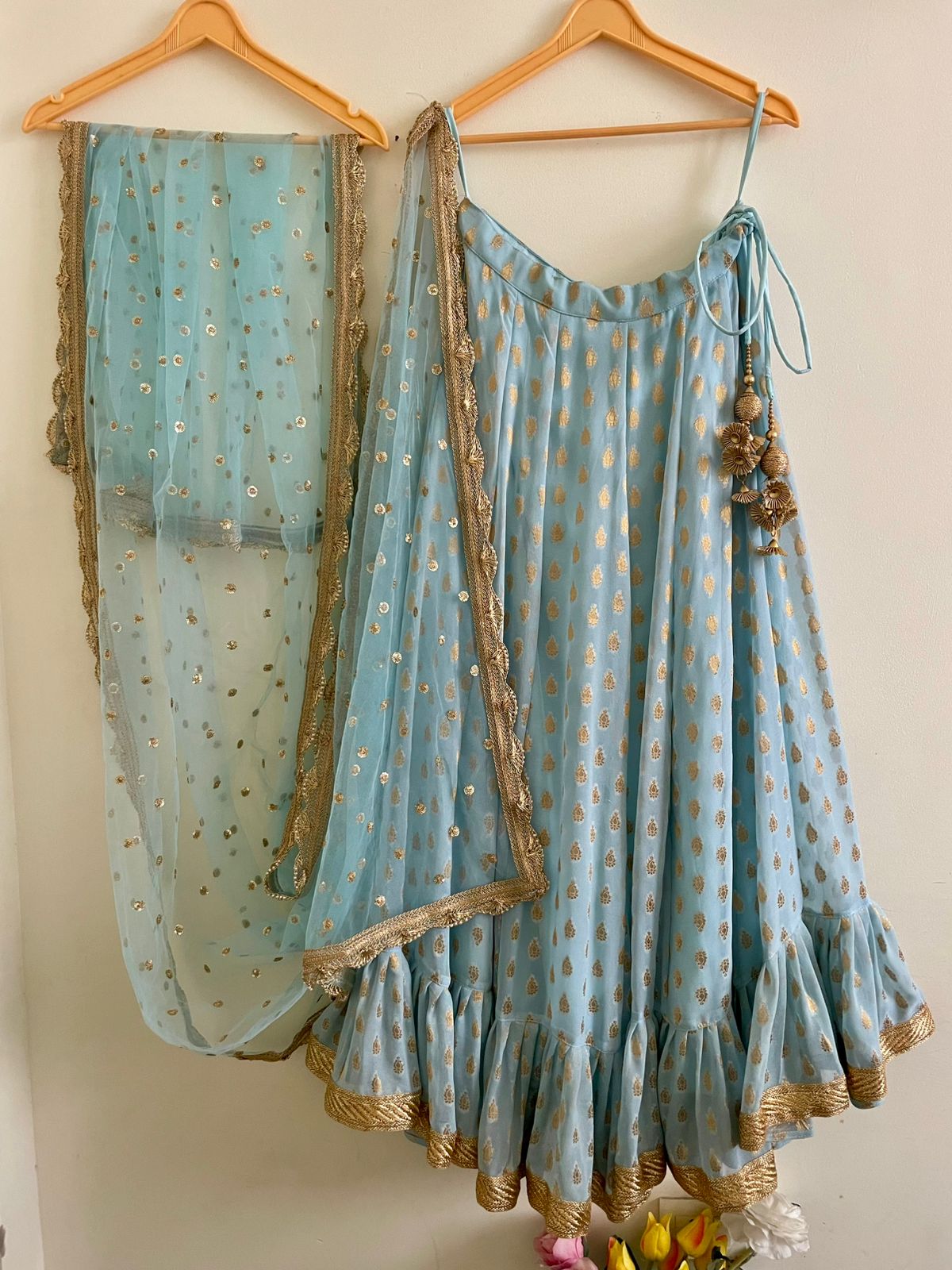 Sky Blue Sequin Embroidered Lehenga Set